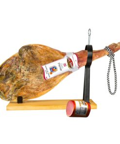 Aire Sano - Jamón de Teruel DOP Gran Premier (8-8.5 Kg) + Taco de Lomo Padre 100% Duroc de 310g - Jamonero, Cuchillo y Chaira - Sin Gluten y Sin Lactosa - Envasado al vacío